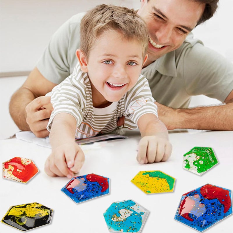 Art3d Hexagon Sensory Fidget Liquid Motion Tiles for Kids, Toddler, Teens - Interactive Soft Gel Liquid Play Mats for Home, Schools, Playrooms, Multi-Pack of 12 Tiles - Image 3