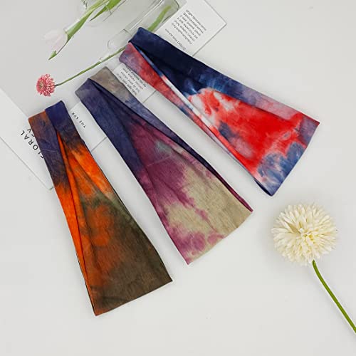 YONUF Headbands For Women Workout Wide Headband Yoga Head Bands For Women's Hair Accessories Fashion Band Tie Dye 6 Pack - Image 5