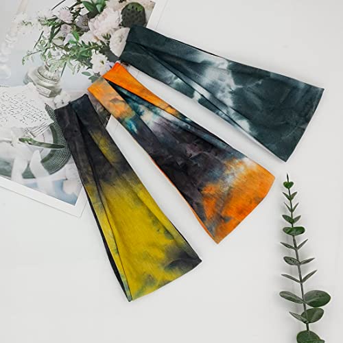 YONUF Headbands For Women Workout Wide Headband Yoga Head Bands For Women's Hair Accessories Fashion Band Tie Dye 6 Pack - Image 4