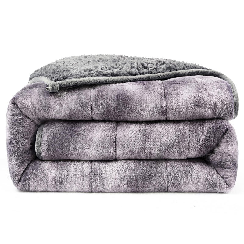 UINIU Ultra-Soft Weighted Blanket 15 lbs for Adults, Plush Sherpa Fleece Reversible Weighted Throw Comfort for Relaxation & Cozy Evenings, Hug-Like Security, Evenly Distributed, W60 x L80, Tie-Grey - Image 1
