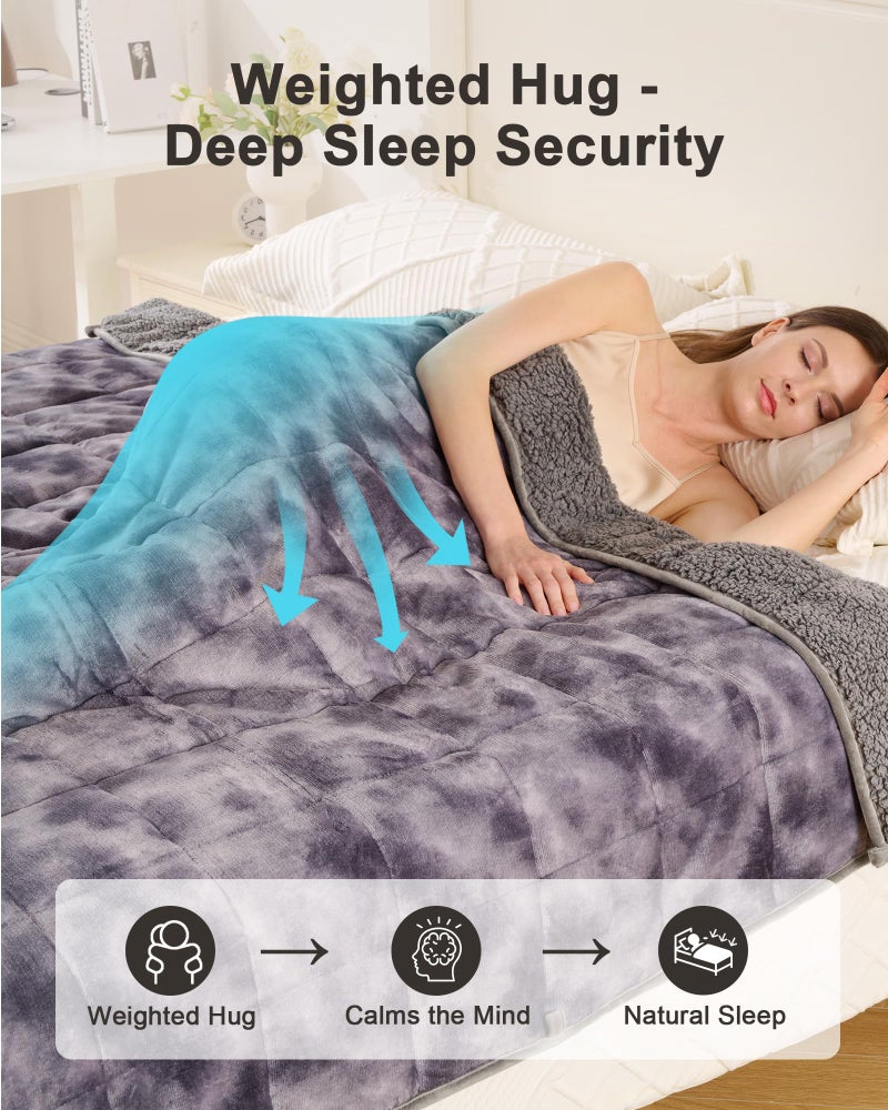UINIU Ultra-Soft Weighted Blanket 15 lbs for Adults, Plush Sherpa Fleece Reversible Weighted Throw Comfort for Relaxation & Cozy Evenings, Hug-Like Security, Evenly Distributed, W60 x L80, Tie-Grey - Image 3