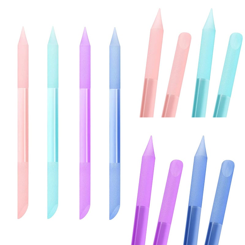 4Pcs Glass Cuticle Pusher heemeei DualEnded Manicure Stick Crystal Cuticle Pusher Glass File Professional Precision Filing Cuticle Remover Manicure Pedicure Tools for Nails and Cuticles Care