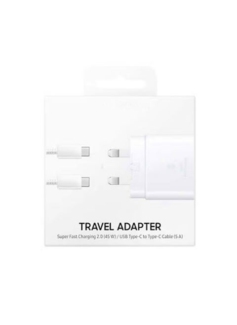 Travel Adapter 45W PD With USB-C To USB-C Cable White