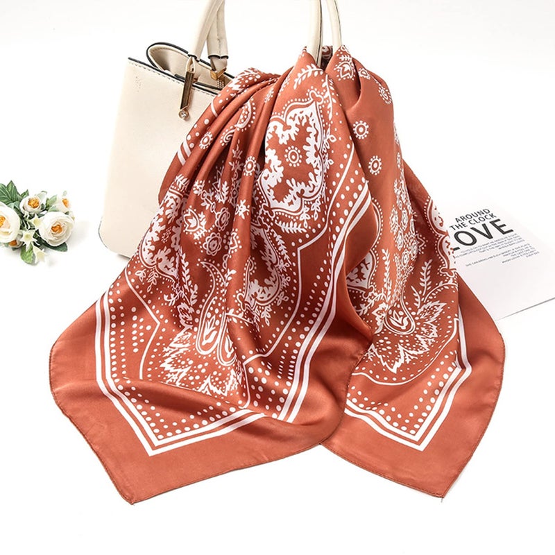 VANLINKER 3 Pcs 27.5 Inches Silk Head Scarf for Women Men Vintage Bandanas Satin Hair Scarf Silk Wrap Scarf Neckerchief Square Scarves VL9549 - Image 4