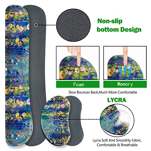 ARTSO Large Gaming Mouse Pad Set, Keyboard Wrist Rest Support + Mouse Wrist Cushion + Extended Mousepad + Coaster, 35x15.5in Multifunctional Desk Mat 4pcs, Oil Painting Flowers - Image 5