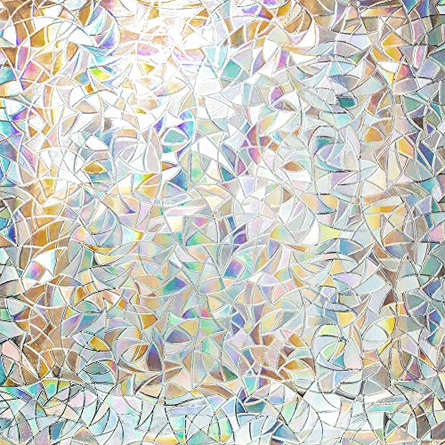 typumpkin Window Privacy Film, Rainbow Clings, 3D DecorativeVinyl, Stained Glass Decals, Static Cling Window Sticker Removable Non-Adhesive UV Blocking (17.5" x 78.7") - Image 1
