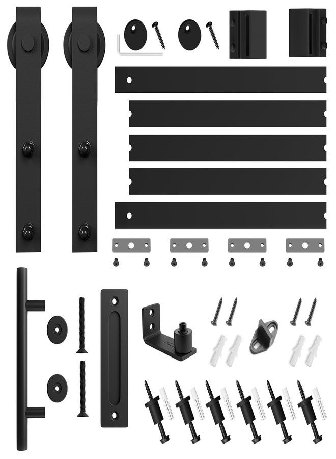 SMARTSTANDARD 6.8FT Sliding Barn Door Hardware Kit (Include 6.8ft Track Kit & Pull Handle Set & Floor Guide), Smoothly and Quietly, Easy to Install, Fit 36"-40" Wide Door Panel (J Shape) - Image 5