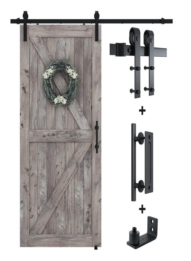 SMARTSTANDARD 6.8FT Sliding Barn Door Hardware Kit (Include 6.8ft Track Kit & Pull Handle Set & Floor Guide), Smoothly and Quietly, Easy to Install, Fit 36"-40" Wide Door Panel (J Shape) - Image 1