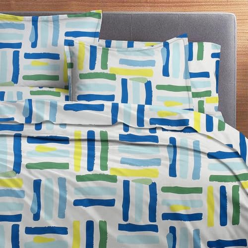 VAS COLLECTIONS Premium 3D Printed 160 TC Microfiber Double Bedsheet with 2 King Size Pillow Covers (90X90 Inches) White, Green & Blue - Image 2
