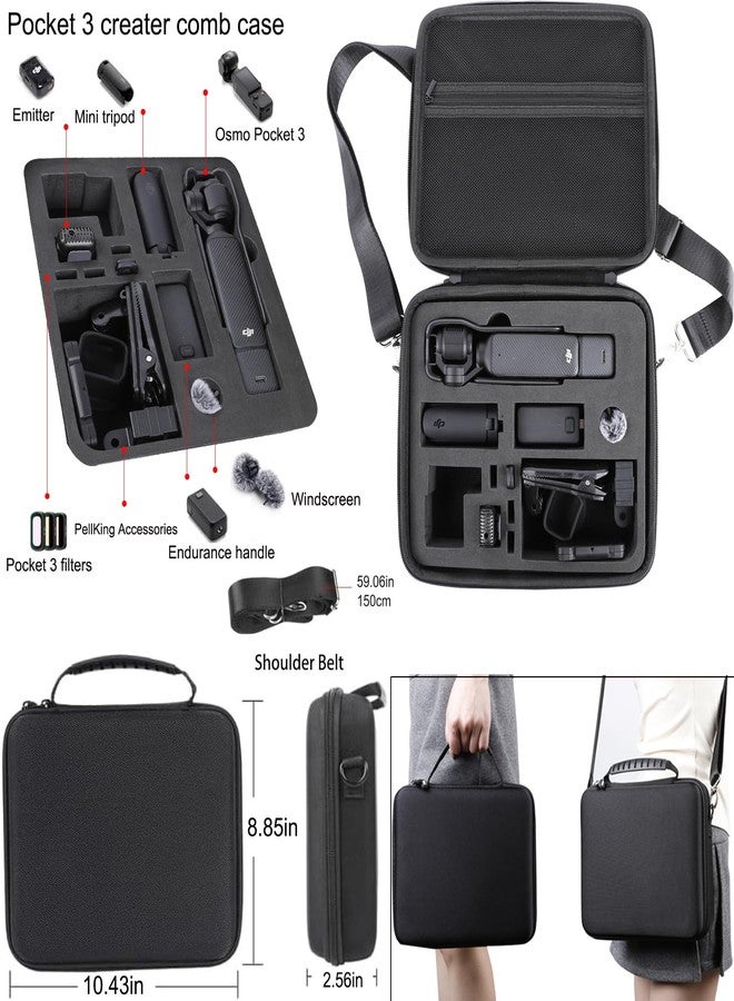 PellKing Accessories Kit for Osmo Pocket 3,Included Carrying Case,Magnetic Mount,Phone Monitor Holder,Selfie Stick,Mini Tripod,Desk Support Mount,Shoulder Strap,Chest Strap,Screen Protector,and Other - Image 2