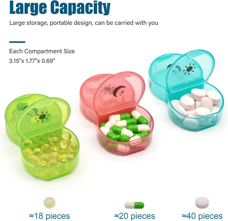 Rabbonix Weekly Medicine Organizer Box 02 Times a Day, Daily Tablets Container Case | Travel Pill Box For 07 days | Black And Multicolor | 01 Pcs - Image 4