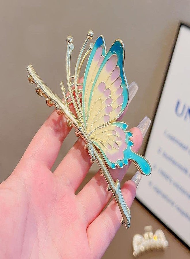 STAR WORK 1 Pcs Big Fancy Metal Non-Slip Hair Clip, Large Jaw Clips, for Women Thin Thick Curly Hair Pearl Hair Clips Sparkly Hold Hair Jaw Clips Cute (Half Clip, Purple) - Image 4