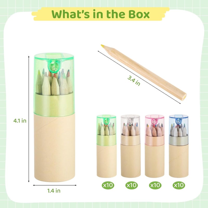 for School Parties, Painting Sketching Writing Colorful Pencils Art Supplies, 40 Sets Mini Colored Pencils with Lid Sharpener, Portable Twelve Colors Pencils in Tube, Mini Pencils for Little Ones - Image 3