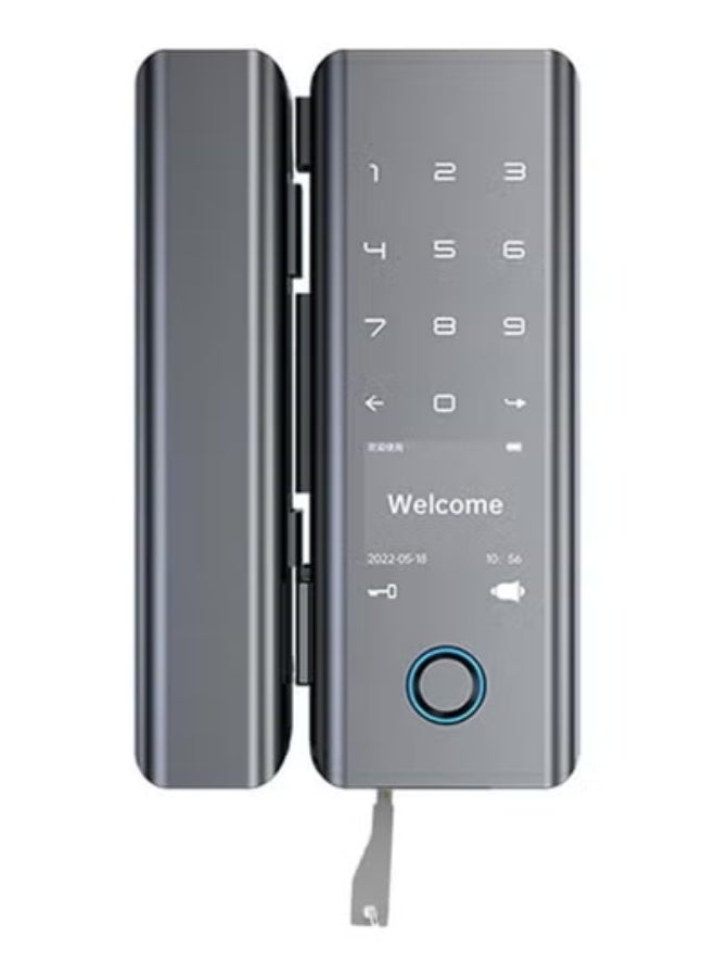 AROAQ Smart Fingerprint Lock Tuya App Enabled, Automatic Lock with Key and Password for Frameless/Framed Glass Push Sliding Doors in Home or Office  - Image 1