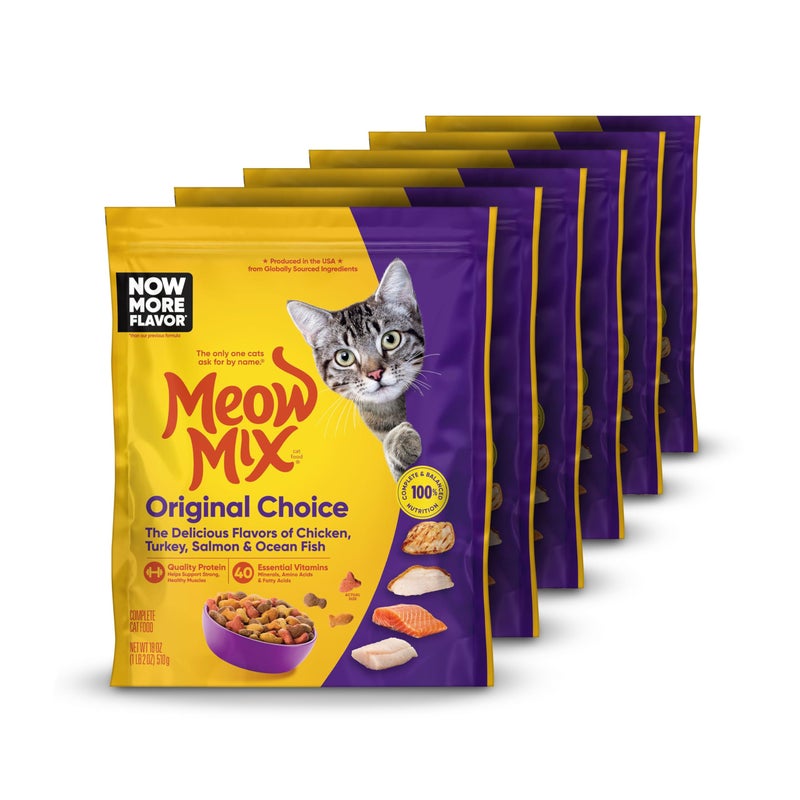 Meow Mix Original Choice Dry Cat Food, 18 Ounce (Pack of 6) - Image 1