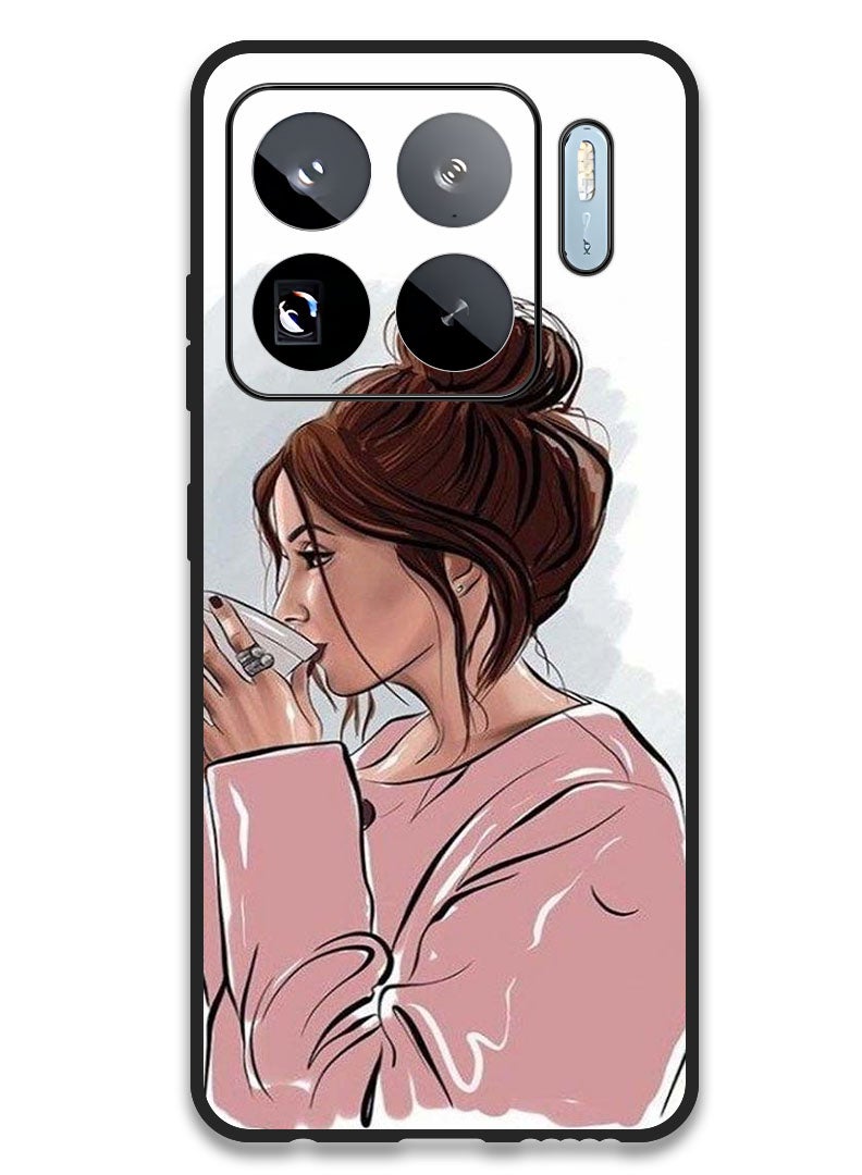 Theodor Case Compatible with Xiaomi 15S Pro 6.73 Inch Protection Shockproof Bumper Cover Girl Drinking Coffee 1 - Image 1