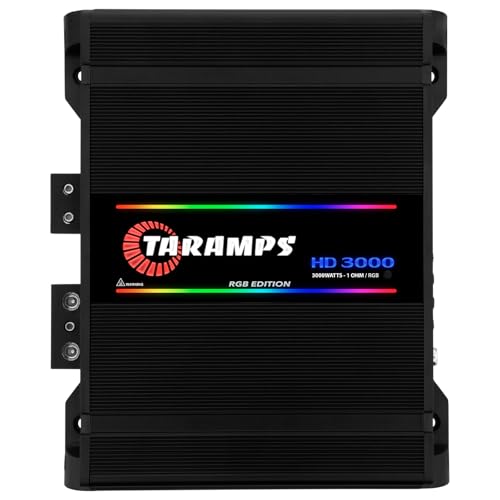 Taramp's Taramps HD 3000 1 Ohm Black RGB 1 Channel Amplifier 3000 Watts RMS Digital, 108 RGB Effects, Crossover, Low/High Pass, Bass Boost, Car Audio System, Monoblock Full Range, LED Monitor Indicator, HD 3k - Image 1