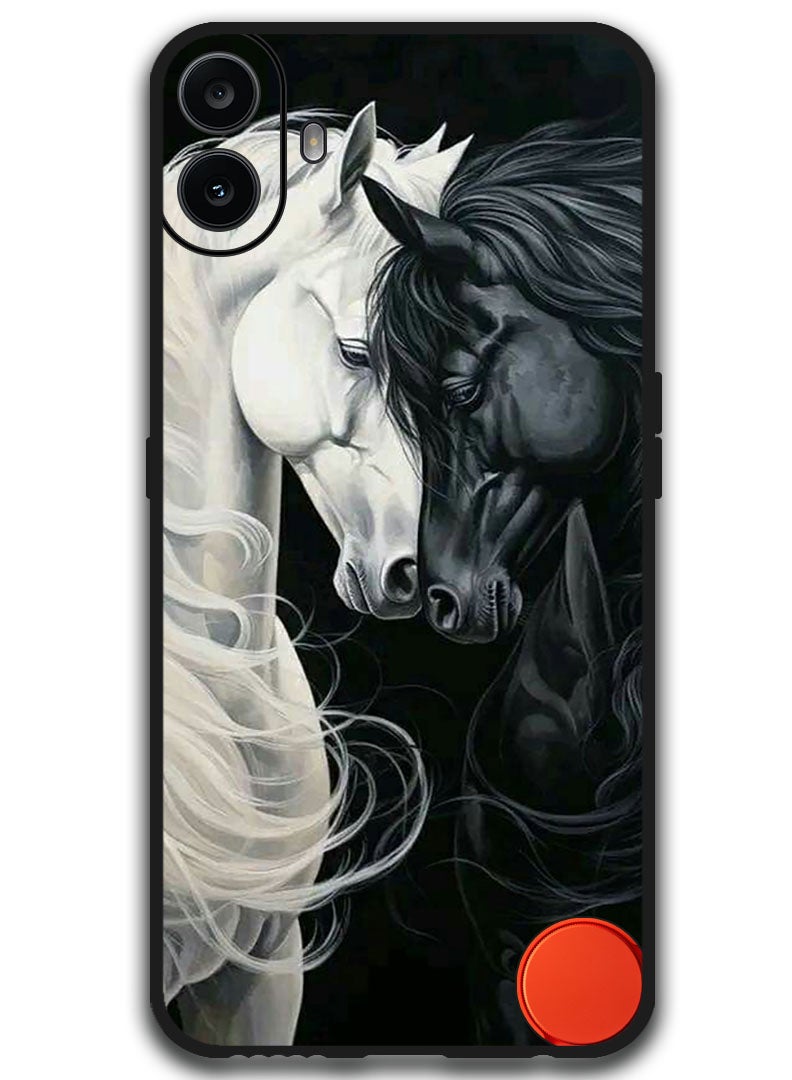 Theodor Protective Case Anti Scratch Shock Proof Bumper Cover For Nothing CMF Phone 1 Black and White Horse - Image 1