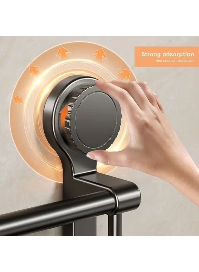 50cm Suction Towel Bar for Bathroom Wall, Double Bath Towel Racks with Suction Cups, No Drill Installation Removable Shower Mat Rod for Towel, Shoes, Lid in Kitchen and Bathroom ( Gray) - Image 2