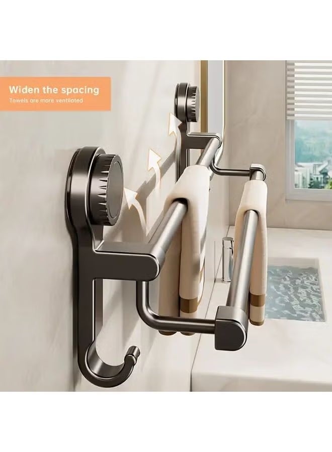 50cm Suction Towel Bar for Bathroom Wall, Double Bath Towel Racks with Suction Cups, No Drill Installation Removable Shower Mat Rod for Towel, Shoes, Lid in Kitchen and Bathroom ( Gray) - Image 3