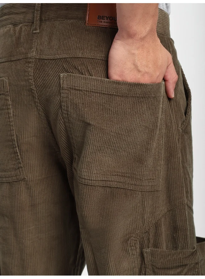 Beyoung Brown Corduroy Cargo Pants