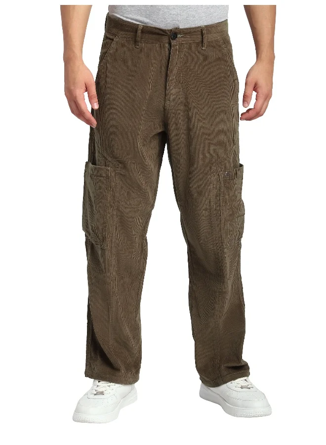 Beyoung Brown Corduroy Cargo Pants