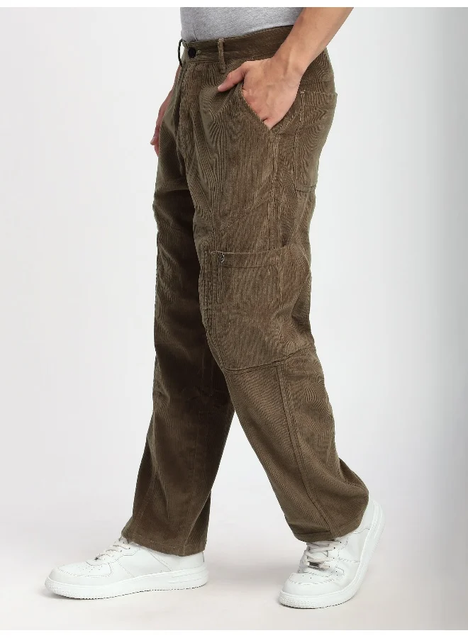 Beyoung Brown Corduroy Cargo Pants