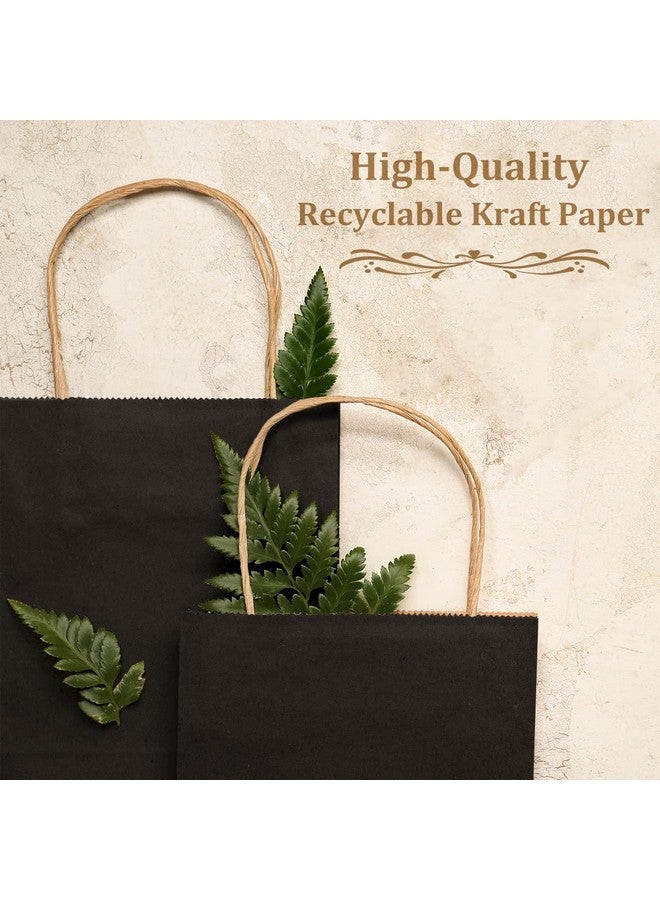 Poever Black Kraft Paper Bags With Handles 5X3X8 & 8X4X10 & 10X5X13 30 Pcs Gift Bags Shopping Bags Goody Bags Recyclable For Birthday Party Takeouts Retail Grocery - Image 4