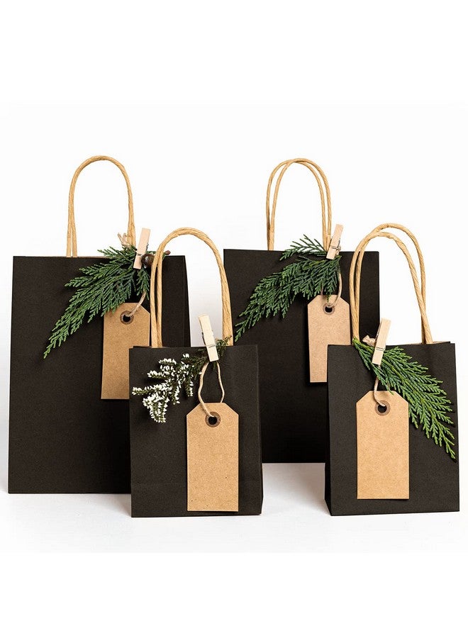 Poever Black Kraft Paper Bags With Handles 5X3X8 & 8X4X10 & 10X5X13 30 Pcs Gift Bags Shopping Bags Goody Bags Recyclable For Birthday Party Takeouts Retail Grocery - Image 5