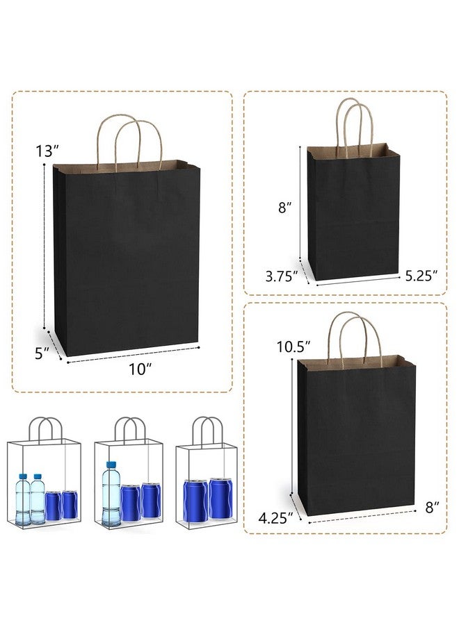 Poever Black Kraft Paper Bags With Handles 5X3X8 & 8X4X10 & 10X5X13 30 Pcs Gift Bags Shopping Bags Goody Bags Recyclable For Birthday Party Takeouts Retail Grocery - Image 2