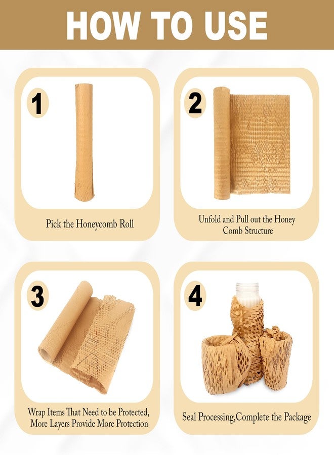 GLUN® Honeycomb Paper Bubble Wrap Roll 10 Meter x 15 Inch – Eco-Friendly Cushioning Paper Roll for Packing, Shipping & Moving, Strong Kraft Paper Protective Packaging Material (Pack of 1) - Image 2