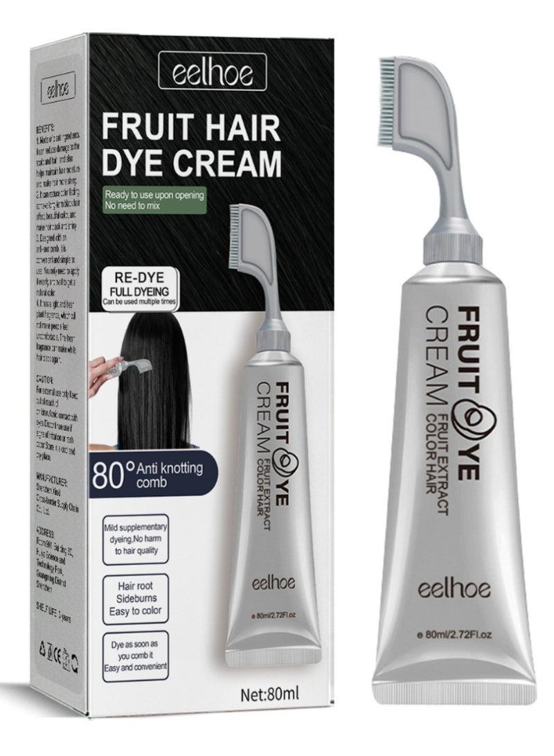 EELHOE Fruit and vegetable black hair cream, natural, mild, long-lasting, non-toxic to scalp, easy to color, black hair beauty cream - Image 1