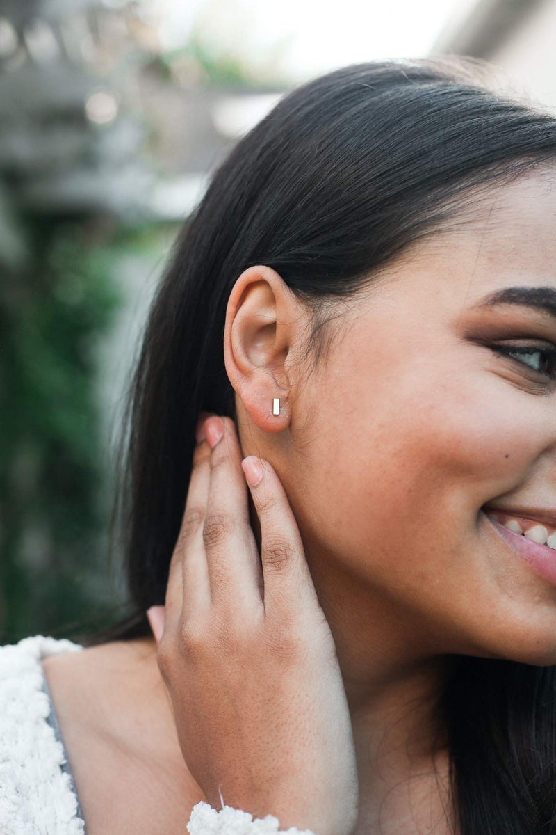 Lucky Feather Tiny Stud Bar Earrings for Women - 14k Gold Platted Raise The Bar Earrings, Represent Her High Standards, Presented on Sentimental Message Card Make Ideal Gifts for Women and Teens - Image 3