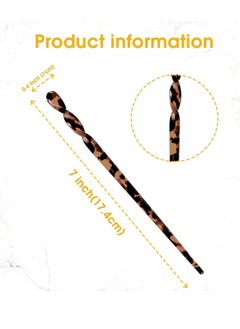 La Jolie Jasmin 10 Pieces Acetate Hair Sticks Leopard Print Hair Pins, Tortoise Shell Hairpin Vintage Hair Chopsticks Retro Hairpins Disk, Hair Accessories for Women Girls (Classic)  - Image 2