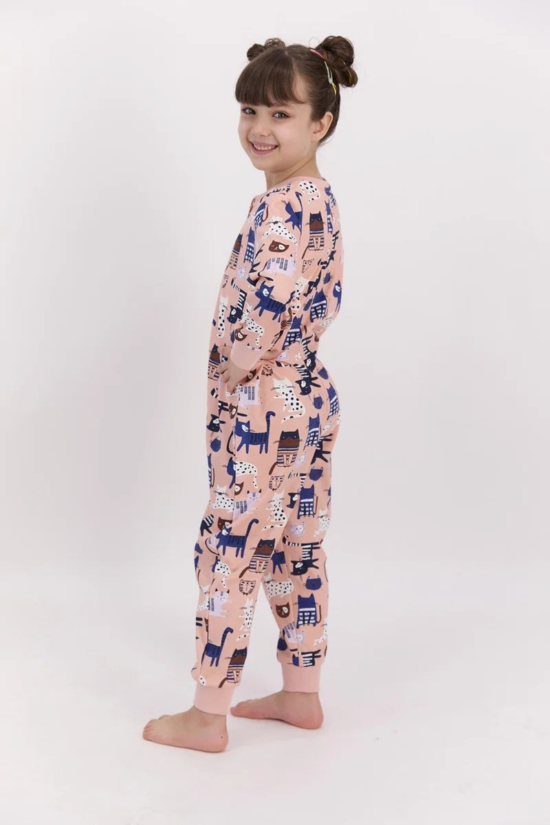 RolyPoly Cats Mocha Girl's Jumpsuit
