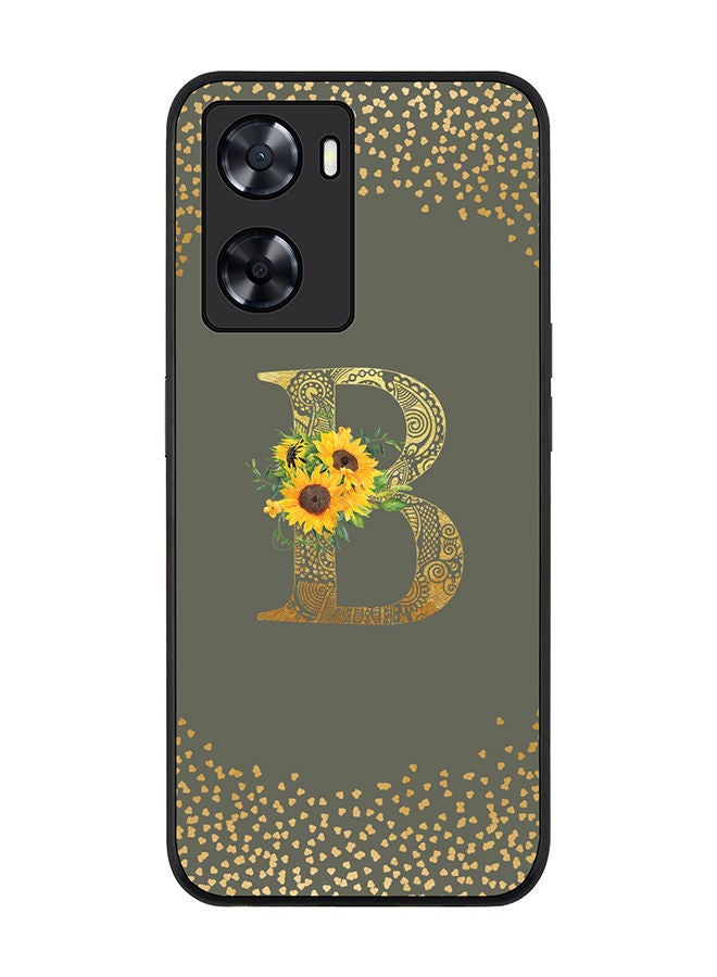 Stylizedd Rugged Black edge case for Oppo A57 4G/Oppo A77 4G/Oppo A77s Slim fit Soft Case Anti Drop TPU Gel Thin Cover - Monogram Initial Letter Floral Pattern - B (Olive Green ) - Image 1