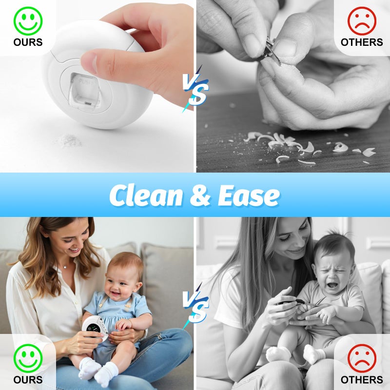 RVDU Electric Nail Clipper, Baby Nail Clipper with File & 3 Speed Gears, Baby Nail Trimmer Electric with LED Light & Storage Box, Smart Nail Clippers for Baby, Adult, Seniors - Image 3