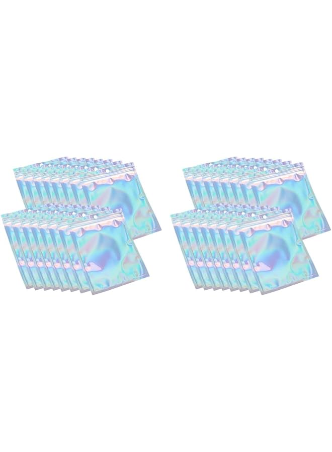 إي سي في في 100 قطعة من أكياس التخزين القابلة لإعادة الإغلاق مقاس 20 × 14 سم × أكياس تغليف ثلاثية الأبعاد كبيرة الحجم للمجوهرات والوجبات الخفيفة وتخزين الطعام، حقيبة زيبلوك شفافة مع نافذة أمامية (عبوة من قطعتين)