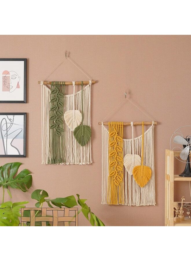 لوحة فنية حديثة من أوراق الشجر المنسوجة معلقة على الحائط لتزيين غرفة النوم وغرفة المعيشة (اللون: أخضر) - Image 5