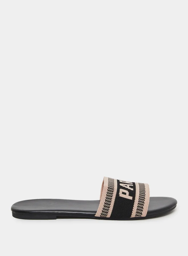 Take Two Take Two Slogan Strap Flat Sandals