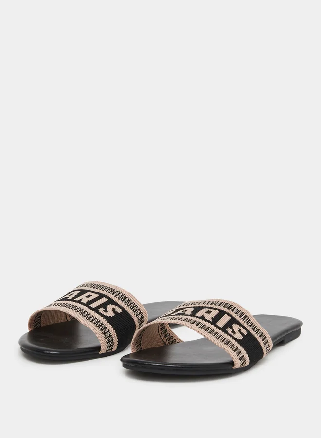 Take Two Take Two Slogan Strap Flat Sandals