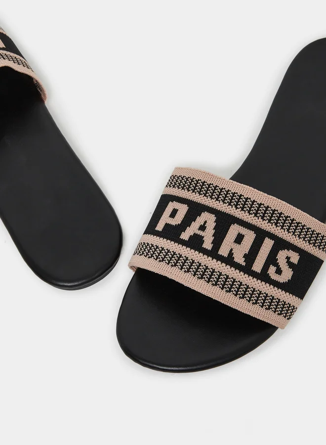Take Two Take Two Slogan Strap Flat Sandals