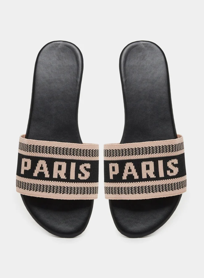 Take Two Take Two Slogan Strap Flat Sandals
