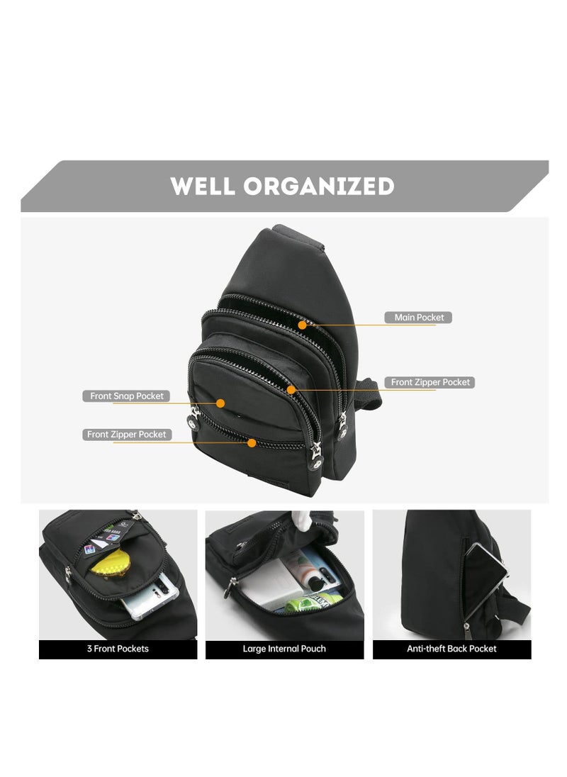 SYOSI - Sling Bag Backpack, Anti Theft Chest Shoulder Bag Crossbody Gym Daypack with Earphone Hole for Outdoor Cycling Travel Hiking Men Women(BLACK) - Image 1