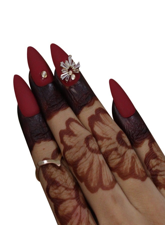 Beromt false nails beromt flower charm nail set of 12 reusable UV treated gel finished press on nail with matte finished with adhesive tab inside drop - BFNC11FC - Image 2