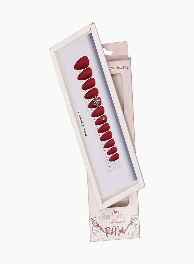 Beromt false nails beromt flower charm nail set of 12 reusable UV treated gel finished press on nail with matte finished with adhesive tab inside drop - BFNC11FC - Image 5