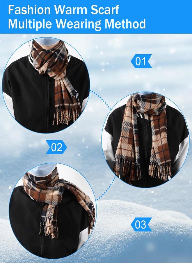 Liitrsh 20 Pcs Winter Scarfs Bulk Unisex Plaid Scarves Pack Warm Fleece Knit Winter Neck Scarf Multi Color Long Scarfs for Women Men,57 x 12 Inch - Image 4