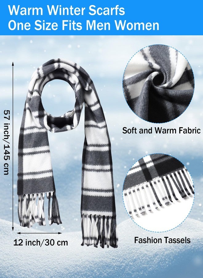 Liitrsh 20 Pcs Winter Scarfs Bulk Unisex Plaid Scarves Pack Warm Fleece Knit Winter Neck Scarf Multi Color Long Scarfs for Women Men,57 x 12 Inch - Image 2
