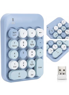 Wireless Numeric Keypad Retro Style Round Keycaps 18 Keys Portable Number Keyboard with USB Receiver