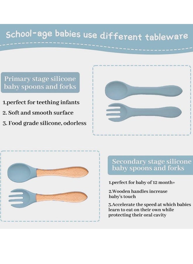 Aissiora Baby Feeding Set,Baby Tableware Set With Suction Bowl Divided Plate,Baby Led Weaning Supplies With Spoons Forks Sippy Cup Adjustable Bib,Eating Utensils For 6+ Months  - Image 3